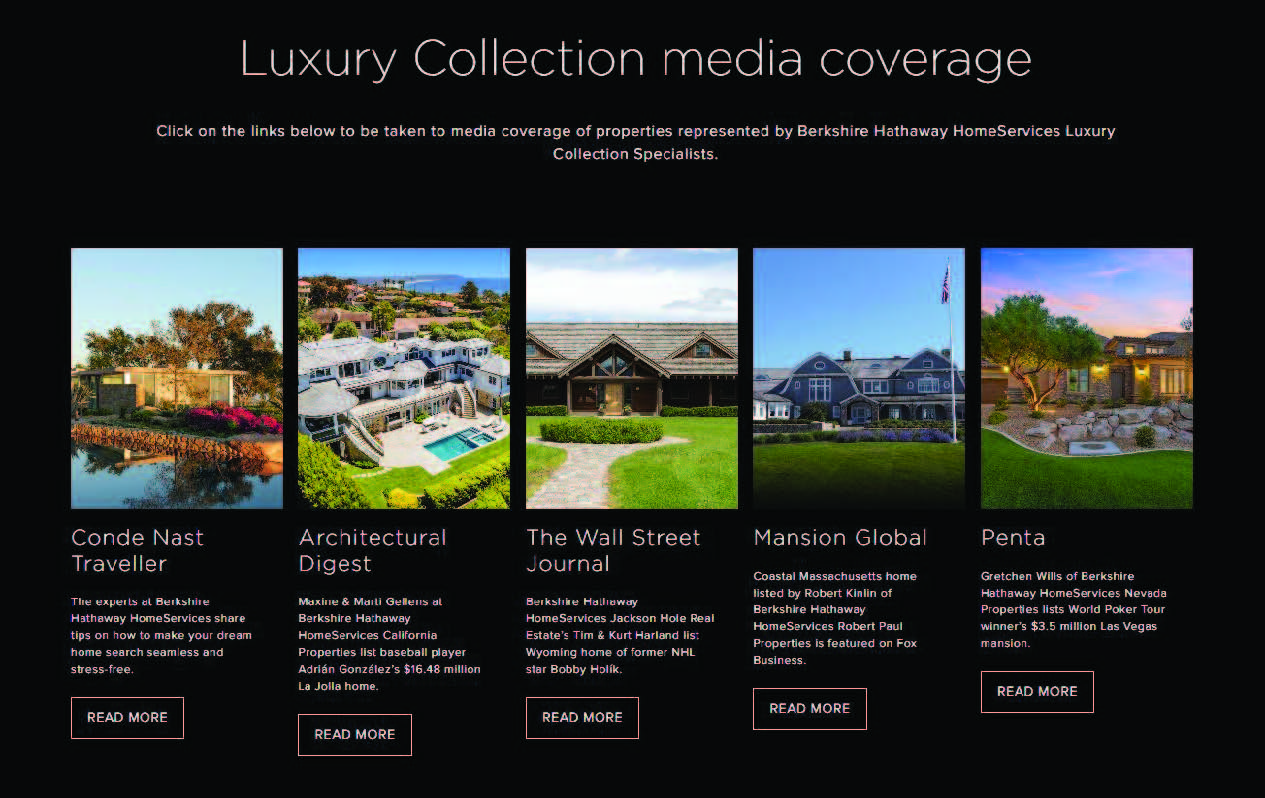 Screenshot from BHHS luxury website's media section