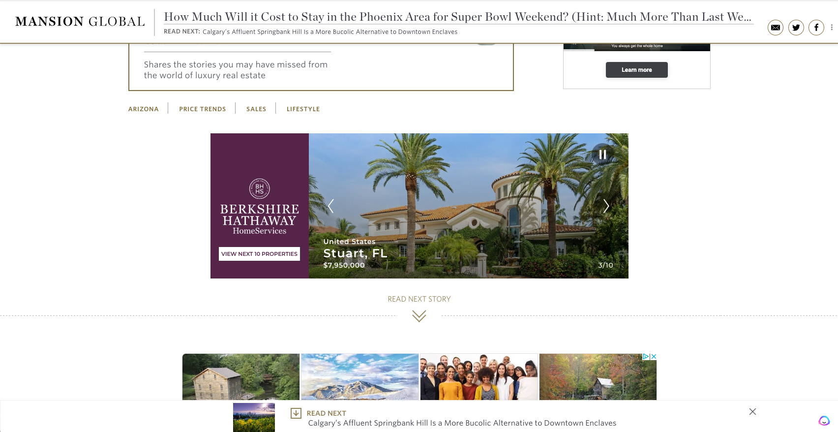 BHHS Property Showcase ad on Mansion Global's website
