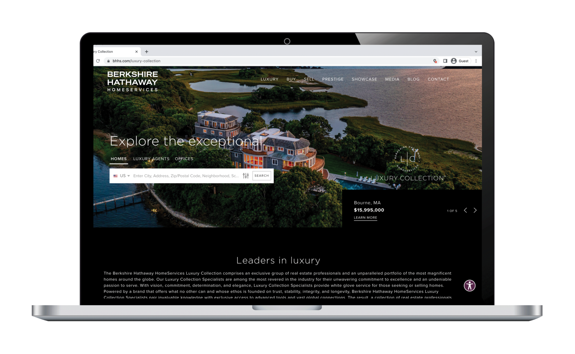 Laptop with BHHS luxury website on screen