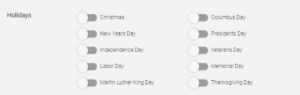 KvCORE holiday settings