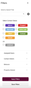 KvCORE Smart CRM Contact Filters