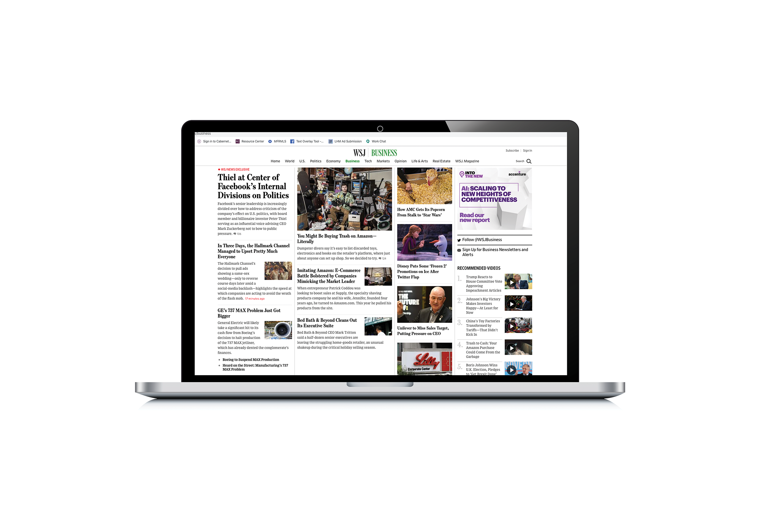 Laptop showing website with real estate listing ads for BHHS