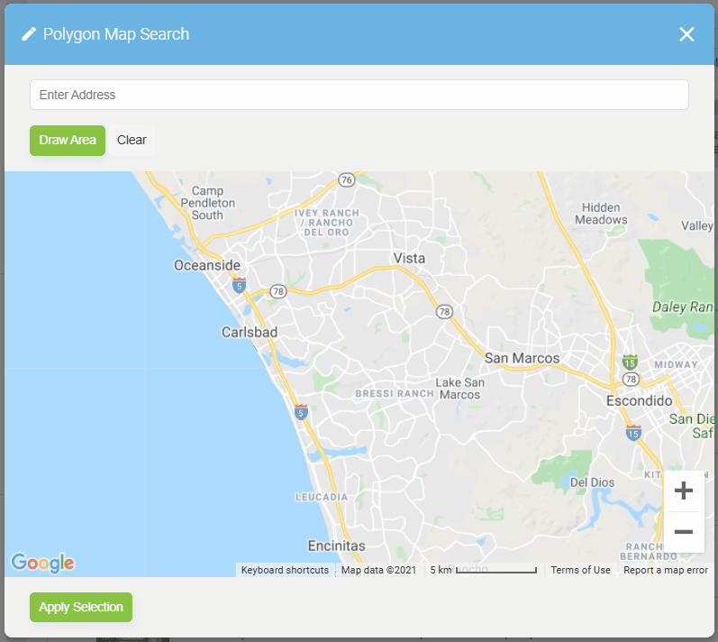 KvCORE search alert drawing polygon on map