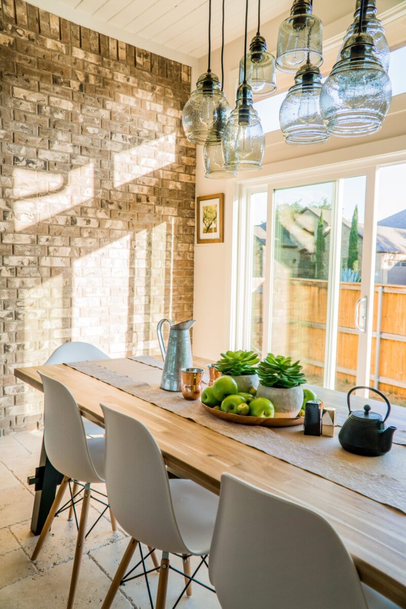 Table in a sunny residential kitchen