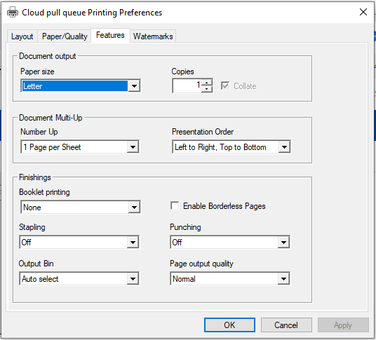 Saving windows printer driver settings 2