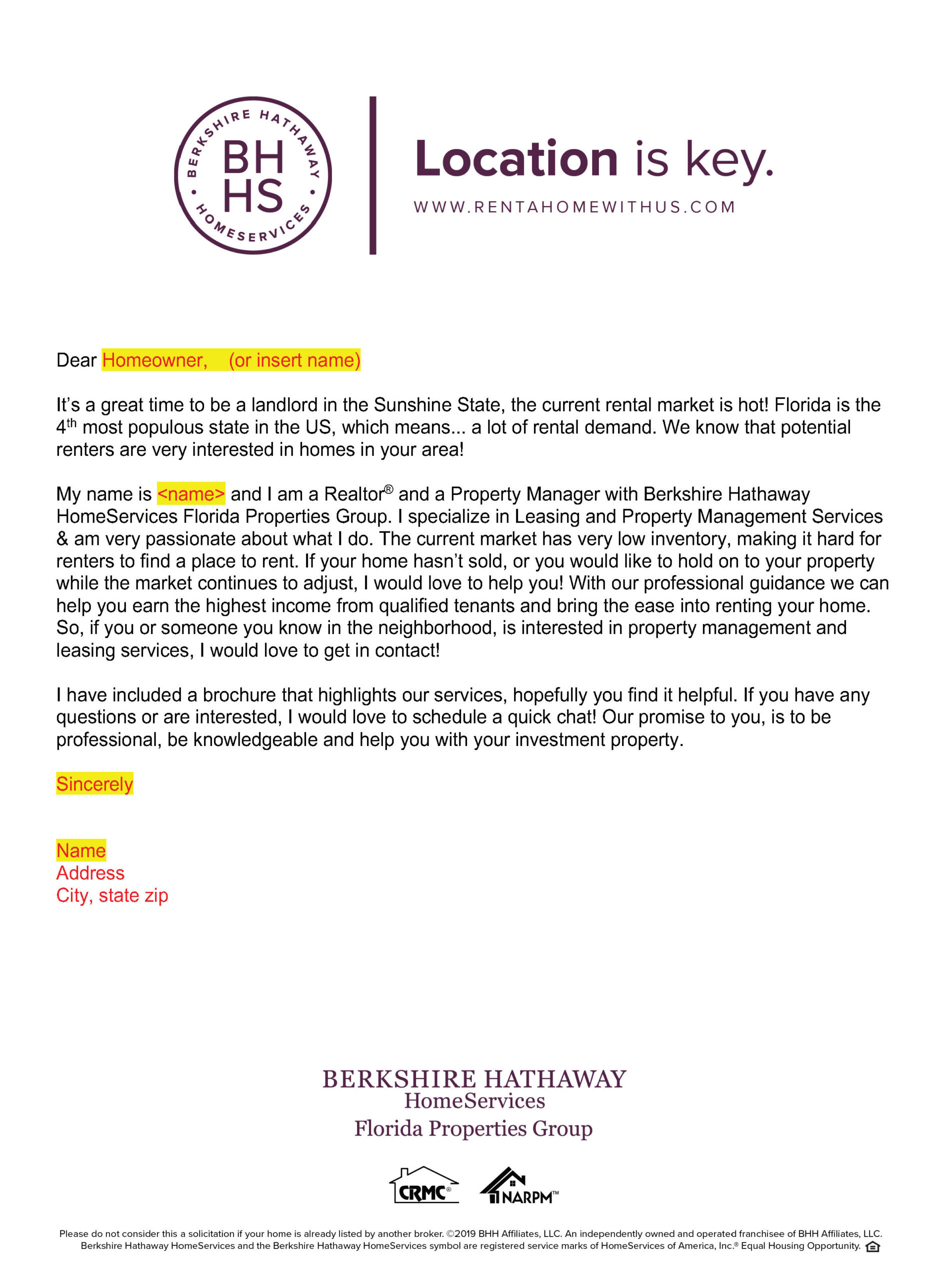 Week One letter - PM Prospecting