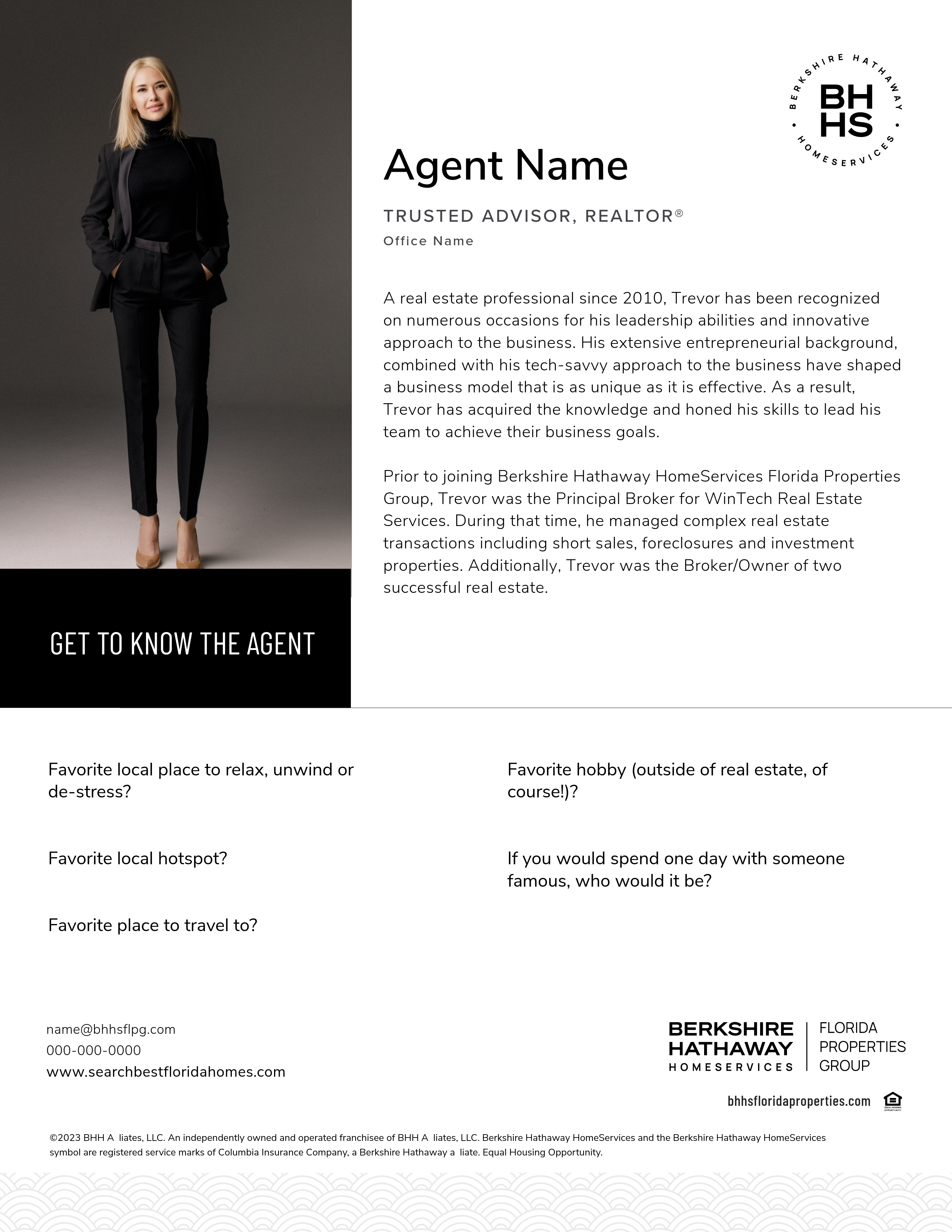 Agent bio template preview