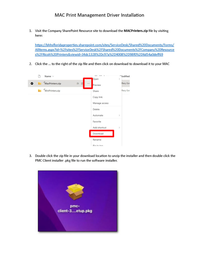 Mac Printer Driver Install pg 1