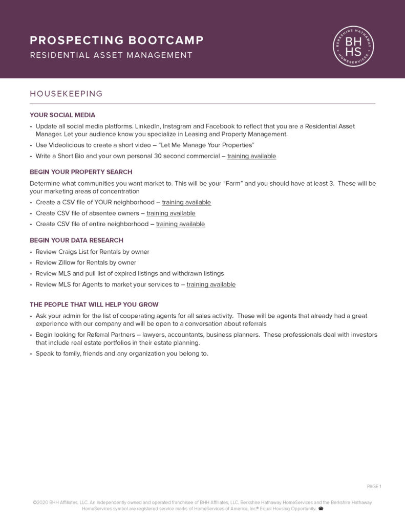 Asset Management Prospecting Bootcamp